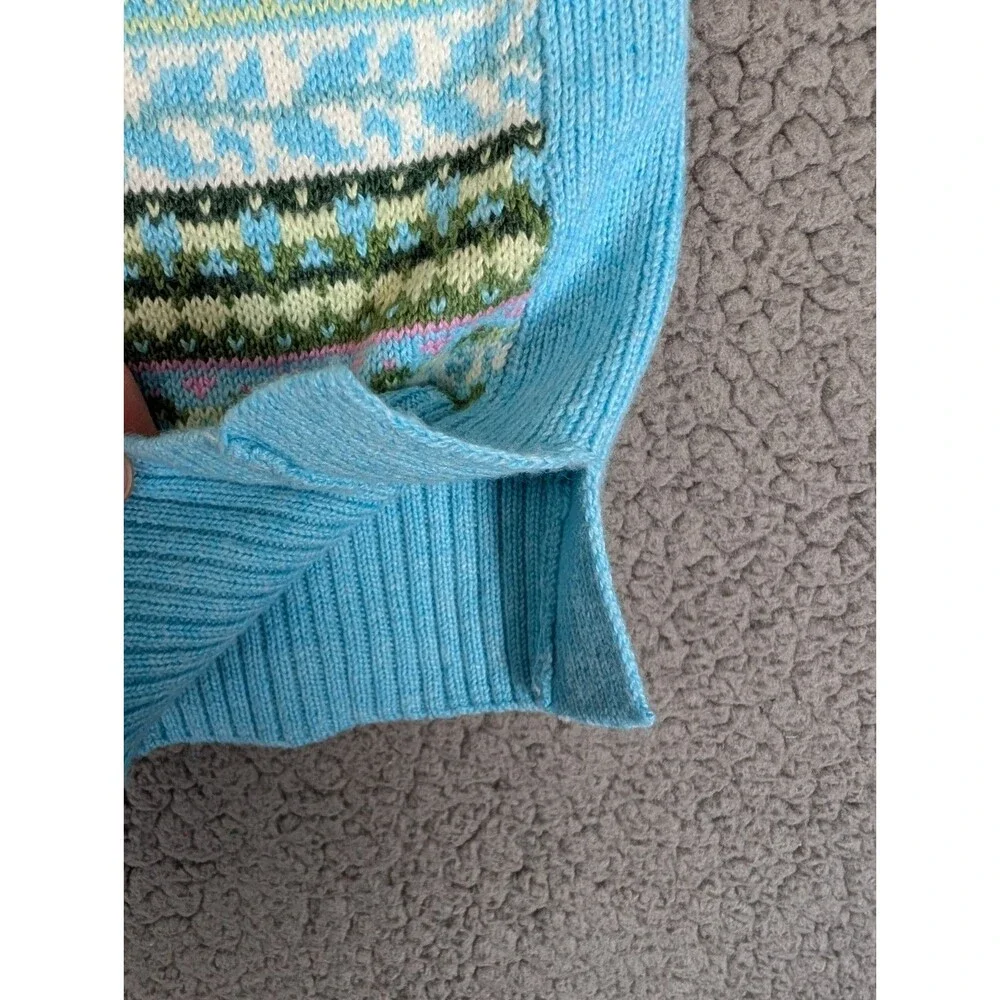 Talbots Fireside Fair Isle Johnny Collar Sweater M Petite Winter Preppy Casual